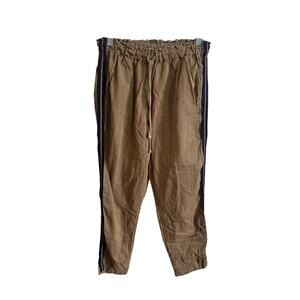 Xirena Rex Pull On 100% Cotton Drawstring Pants Brown Blue Stripe Sz XS